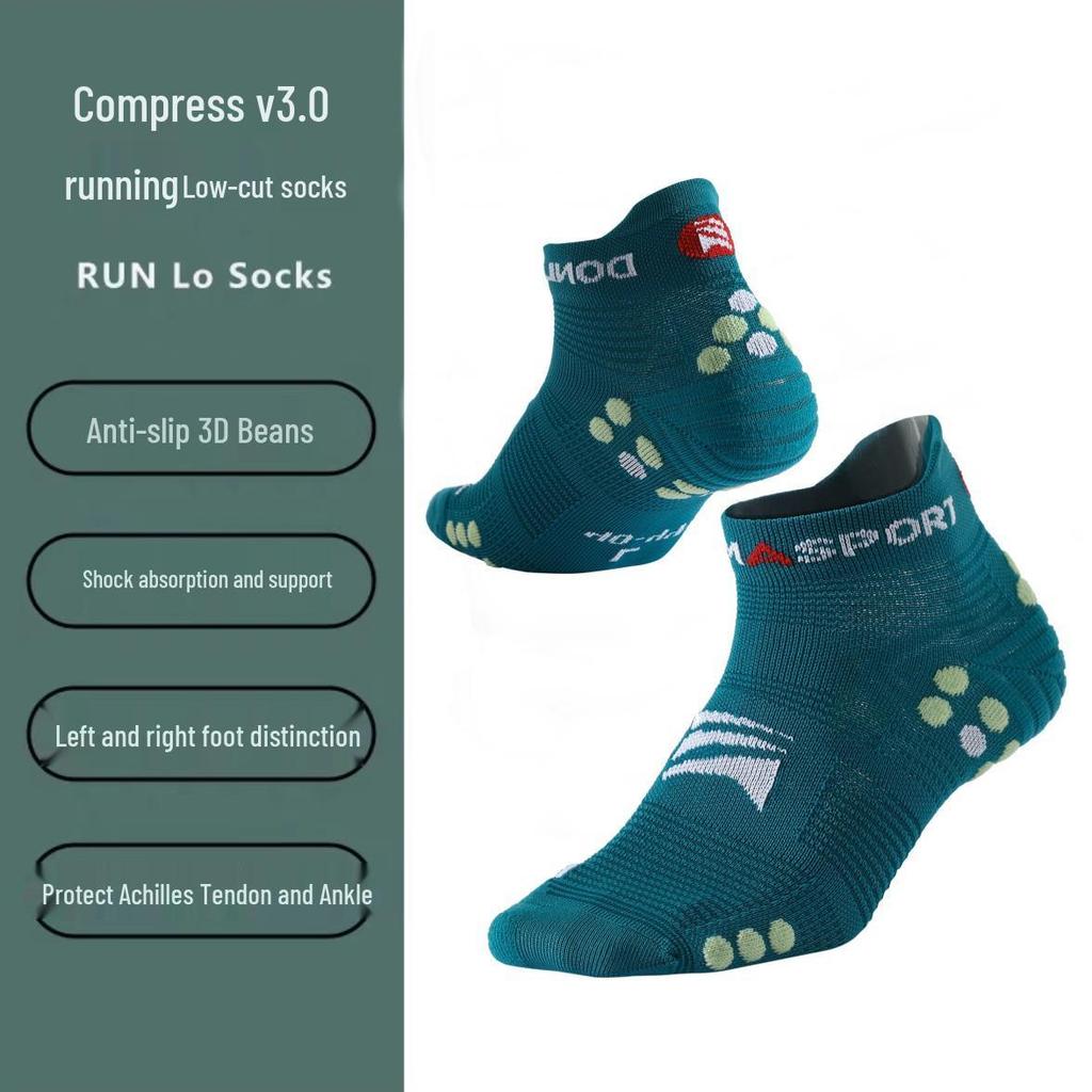 Calzini Unisex a Compressione per Trail Running - Antiscivolo, Ammortizzanti, Senza Cuciture, Modello Crew per Maratona e Sport all'Aperto