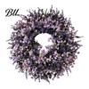 Décoration Lavande Fausse Couronne Artificielle pour Porte d'Entrée Printemps Été Arrangement de Fleurs Simulées Violettes Fausses Mur Intérieur Extérieur Porche Fenêtre
