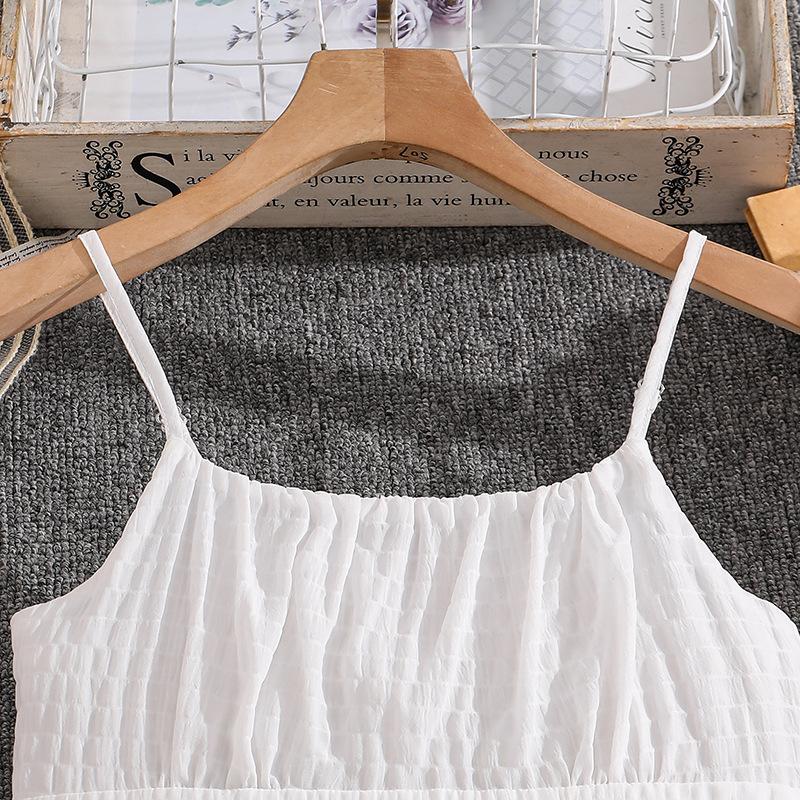 Elegantní bílé šaty pro dívky Jaro/Léto Dětská móda Bez ramínek Lodičkový výstřih Šaty se zúženým pasem
