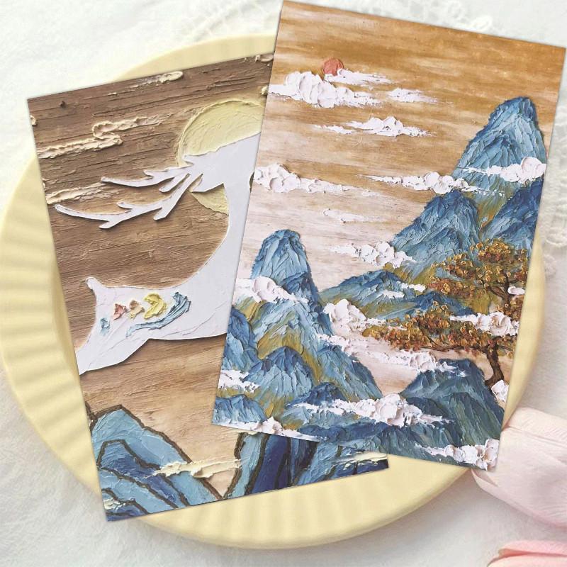 30 Sheets Oil Painting Style Card Postcards Message Cards Nordic Style Decorative Wall Stickers for Living Room