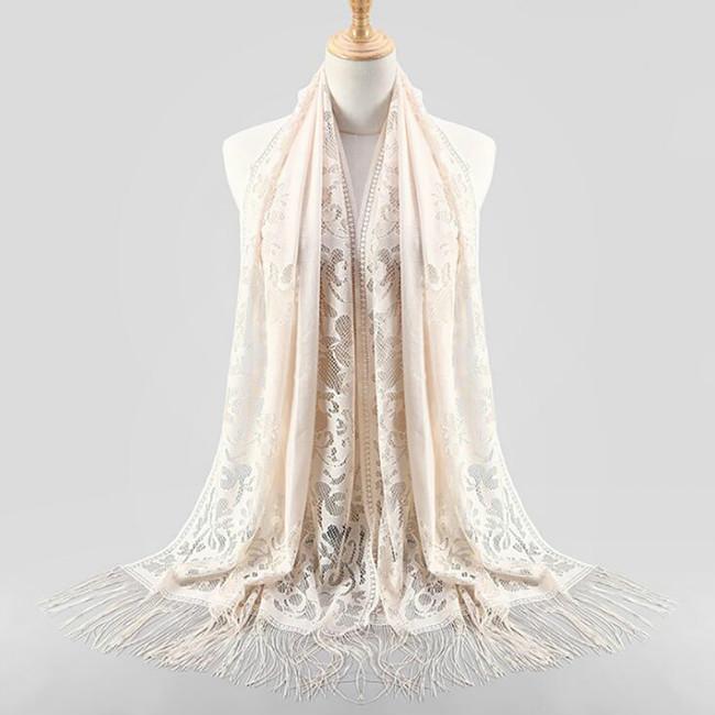 Fashion Accessories Lace Scarf Hollow out Tassels Scarf Veil Lace Shawls Scarf Women Muslim Hijab