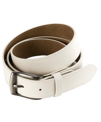 THE-ABON Miller Silver Wave Buckle Faux Leather White