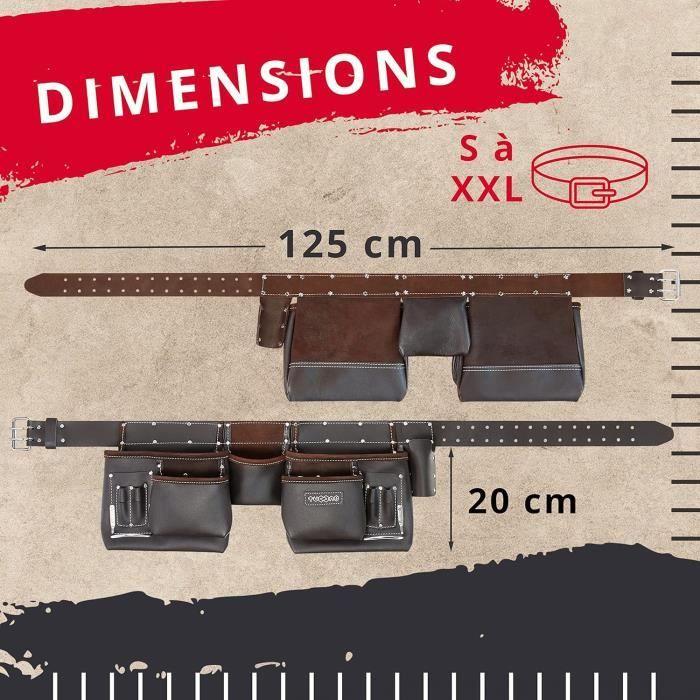 Cinturón Portaherramientas - Cuero - 12 Bolsillos - Ajustable - Construcción Sólida - Para Hombre