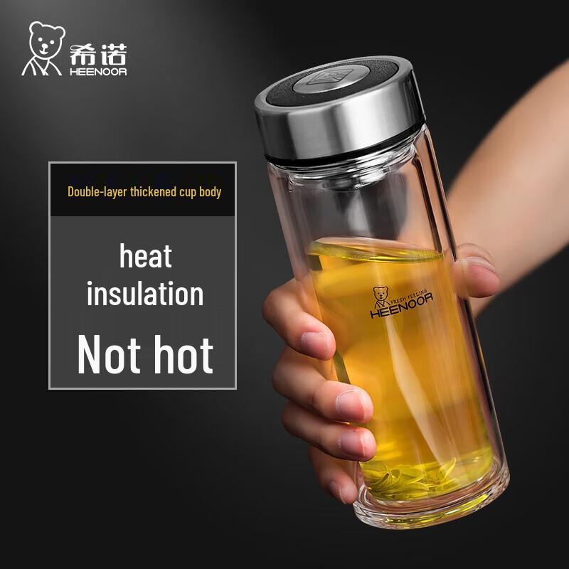 Xinuo Double-Wall Anti-Scald Glass Travel Mug