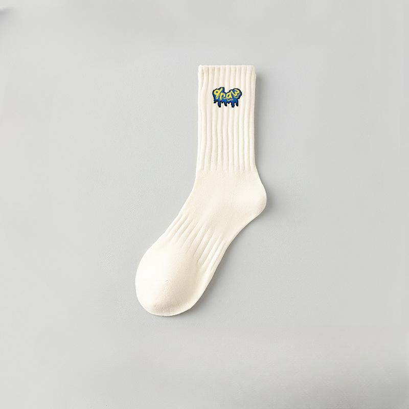 5 Pairs of Men's Summer Pure Cotton Sports Breathable Deodorant Pure Color Tube Socks