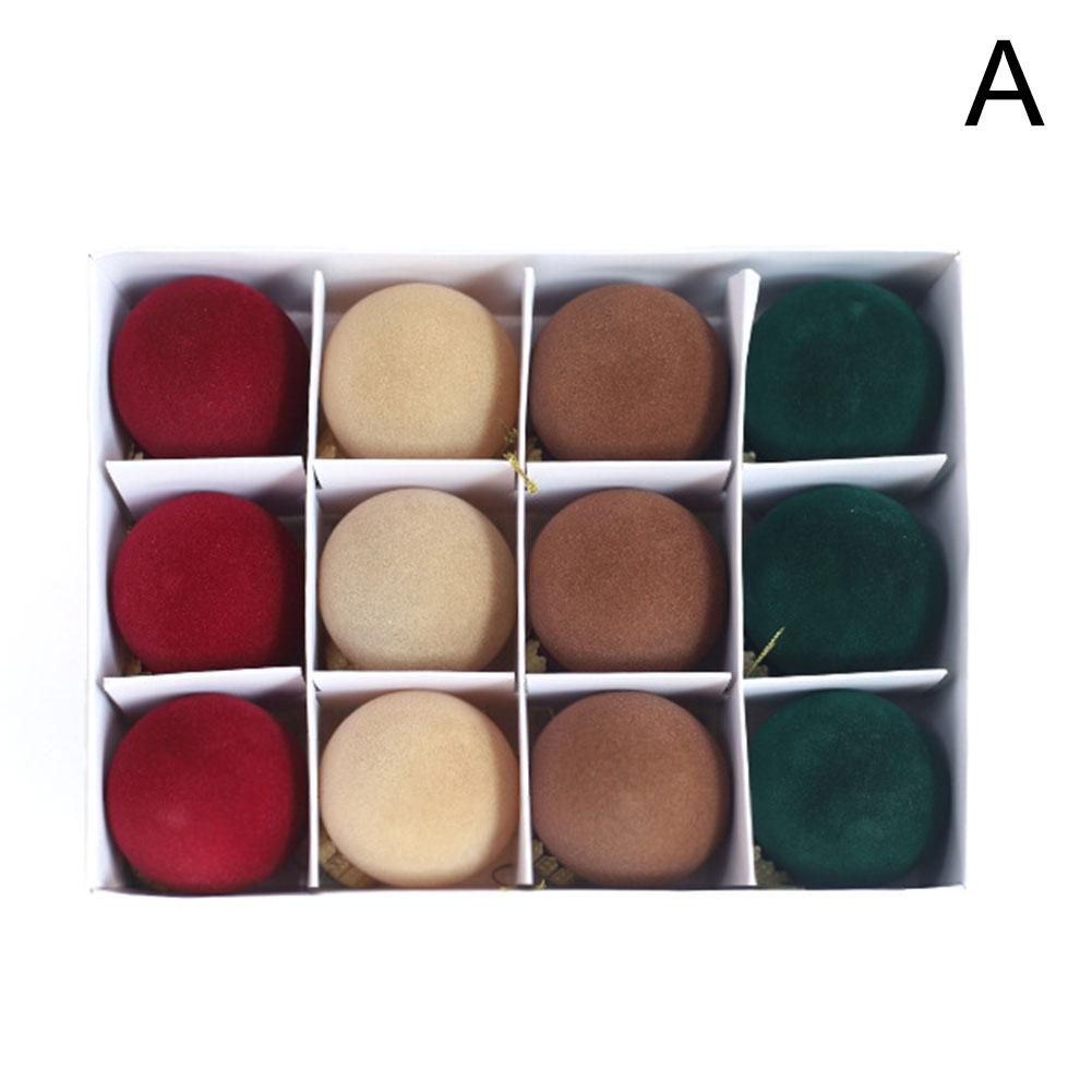 12 Pcs Velvet Christmas Balls Flocked Christmas Tree Ball Hanging Ornaments, Christmas Velvet Balls, Plastic Xmas Balls Ornament