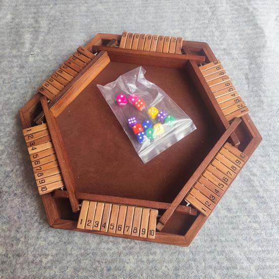 Shut The Box Board Game with Dice 6-Way 1 To 6 Players Kids Adults Family Educational