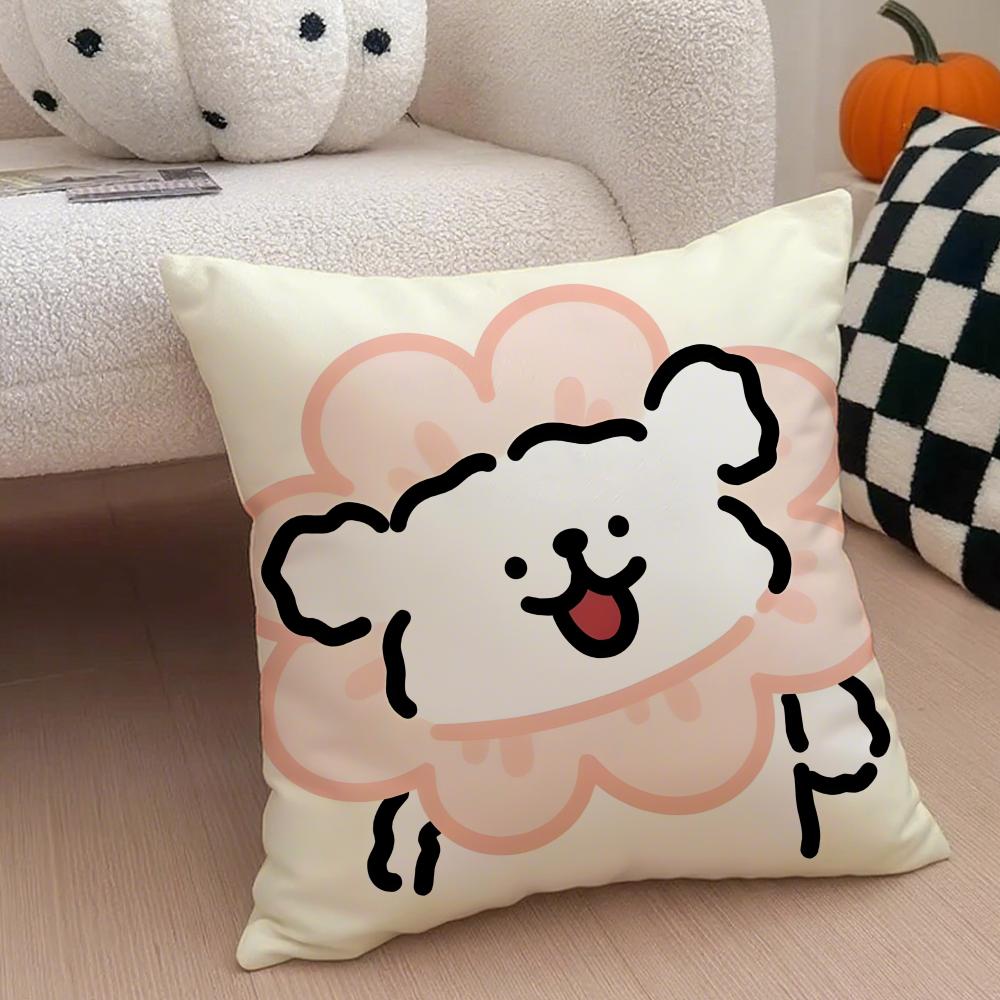LLine Dogs Cushion Cover Throw Pillow Cover Hidden Button Durable Polyester Chair Cushion