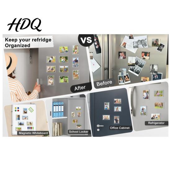 Acrylic Magnetic Frame 1 Pair Photo Fridge Magnet Picture for Display Refrigerator Clear Mini Holder Home Kitchen Decoration