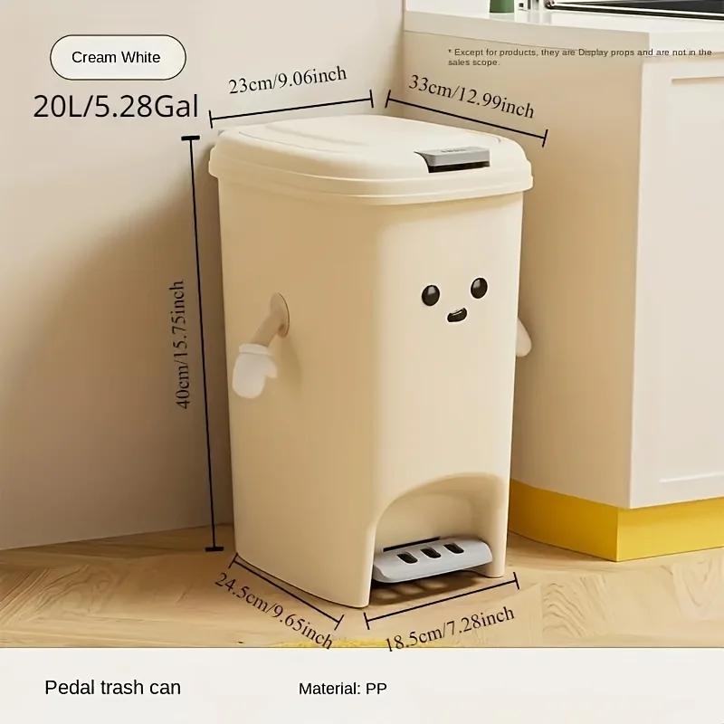 8/20L Chic Large-Capacity Trash Can with Dual Open Design - Durable, Rust-Resistant Plastic, Easy Access for Home Waste Storage