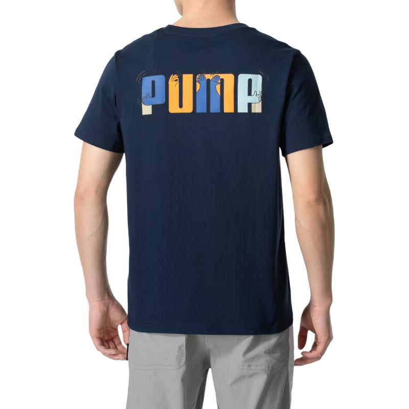 PUMA T Shirts Men's Navy Blue Crew Neck Moderate Straight Fit 682153-14