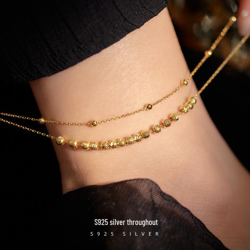

Banyan Tree 2024 Double Layer Silver Bead Anklet - Women s Classic & Sexy Summer Foot Accessory 925 Silver золотий