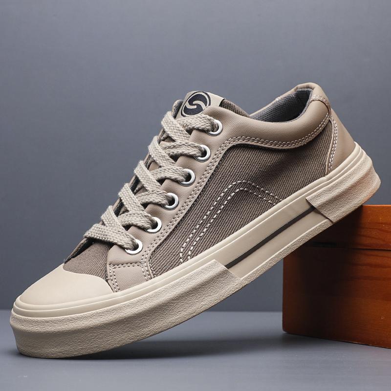 

Fashion 2025 Mens Canvas Shoes Outdoor Fashion Skateboard Shoes for Men Comfor Non-Slip Casual Sneakers Breathable Walking Shoes SS25852 44 серый