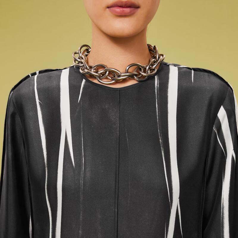 LESS 2024 Spring Printed Silk Midi Dress