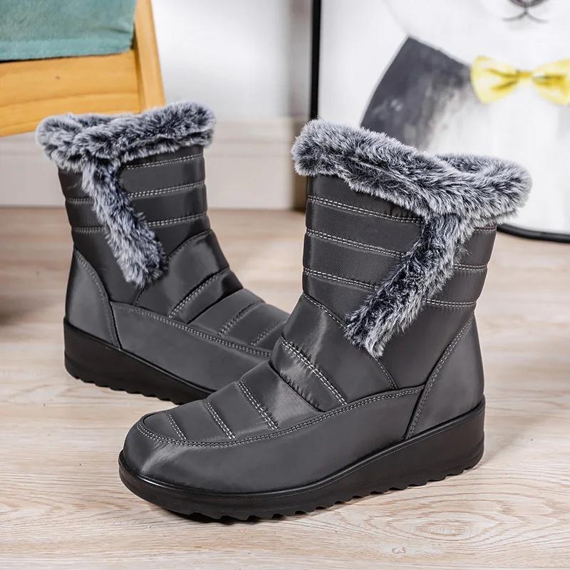 Fashion 2025 Faux Fur Women's Waterproof Snow Boots Plus Size 36-44 Non Slip Winter Ankle Boots Women Warm Thick Plush Cotton Booties