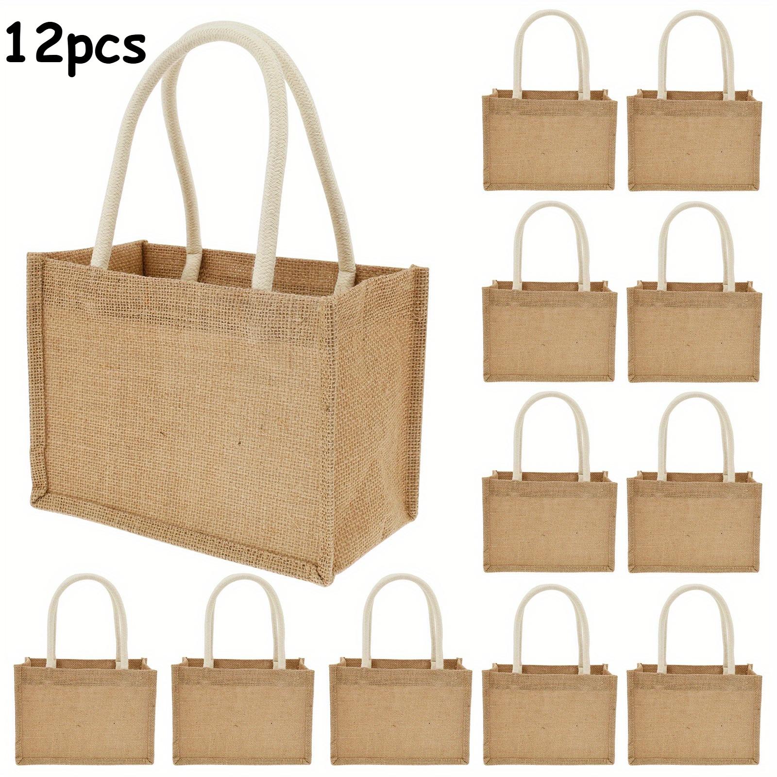 Set of 12 Mini Jute Beach Bags with Handles Convenient Reusable Jute Tote Bags for Shopping Trips Beaches And Schools 9360₽