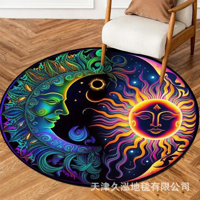Circular Carpet Living Room Carpet Dirt Resistant Coffee Table Mat Anti Slip Hanging Basket Chair Mat