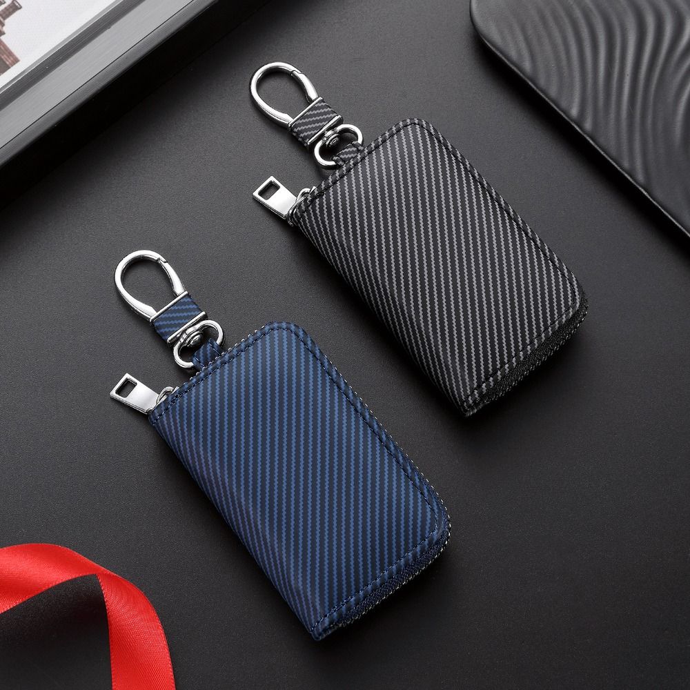 Lightweight Car Key Cover Twill PU Leather Zipper Key Case Simplicity Mini Car Key Bag  Key Storage