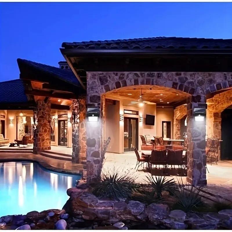 800LMLED Solar Wall Lights Wireless Motion Sensor Solar Garden Lights IP65 Waterproof Solar Deck Lights for Gardens Patios Front Door