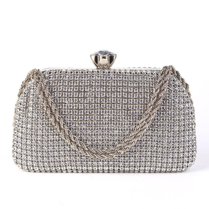 Diamanten Abendtaschen für Damen Silber Gold Luxus Umhängetaschen Hochzeitsparty Bankett Clutch Tasche Einfache Strass Handtaschen