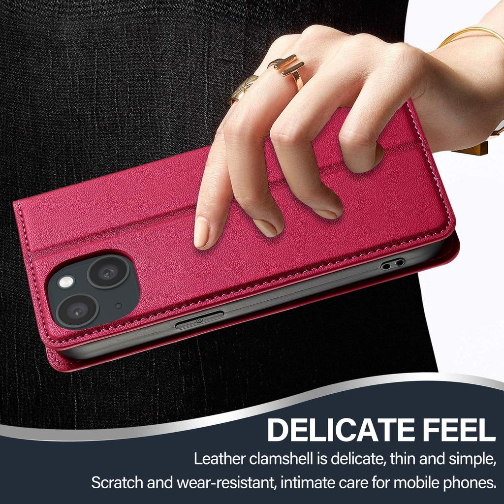LC.IMEEKE L1 Series for iPhone 14/13 Case PU Leather Wallet Stand Protective Phone Cover