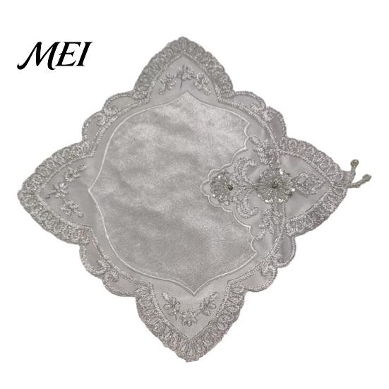 Decorative Mats for Photos Retro Square Placemat, Floral Embroidery Coaster with Beads, Heat Resistant Placemats Dining Table Place Mat, Washable Mat