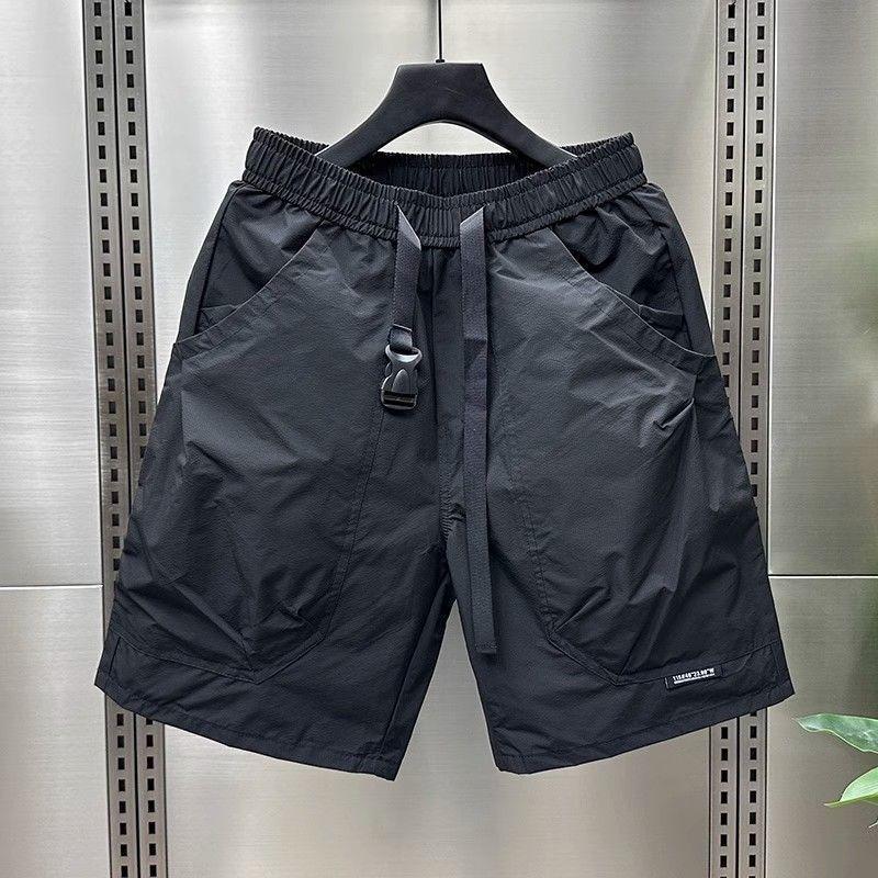 

Men s Large Pocket Waistband Work Shorts Summer Thin Loose Straight Half Middle Pants M чёрный
