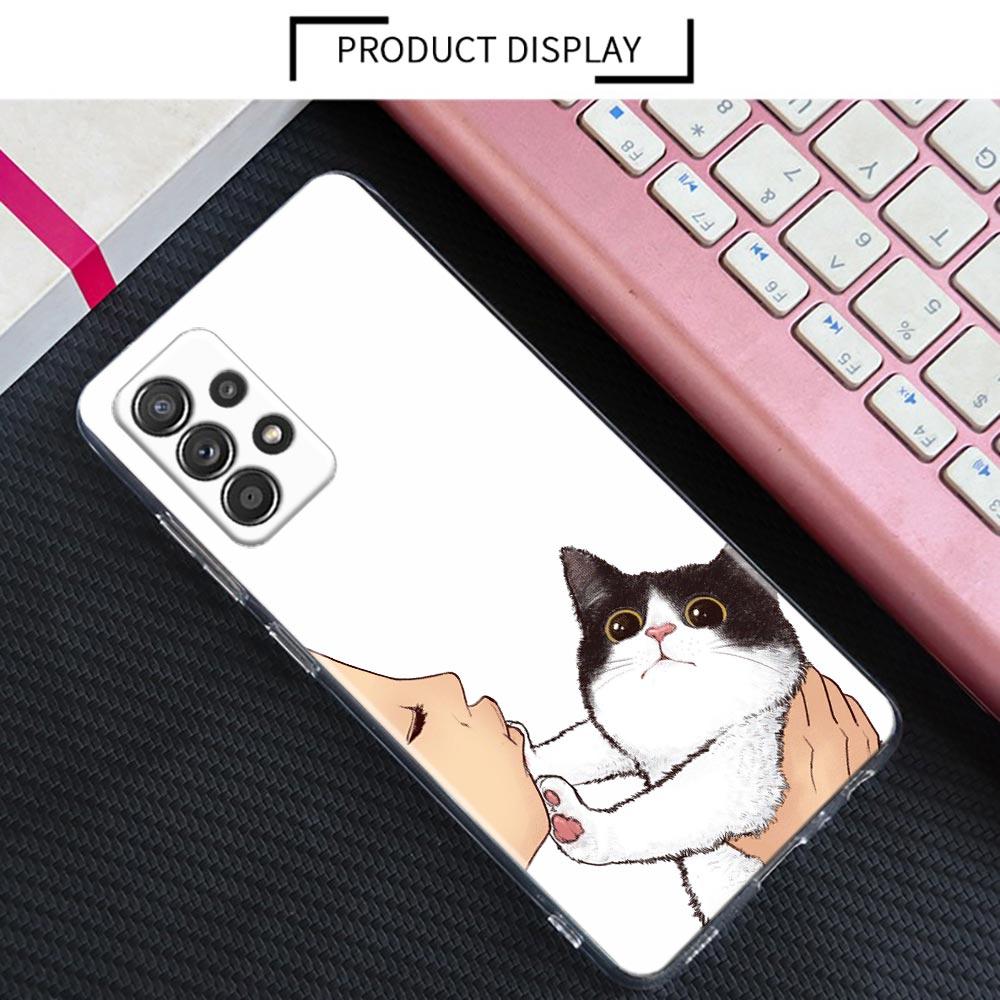 Cute Cat Don't Kiss Me Clear Case For Samsung Galaxy A52 5G A53 A72 A53 A73 A51 A33 A32 A41 A22 A23 Soft Phone Cover