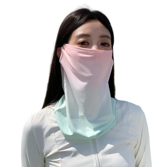 Ice Silk Sunscreen Face Guard with Integrated Neck Guard Cut розовый/зелёный