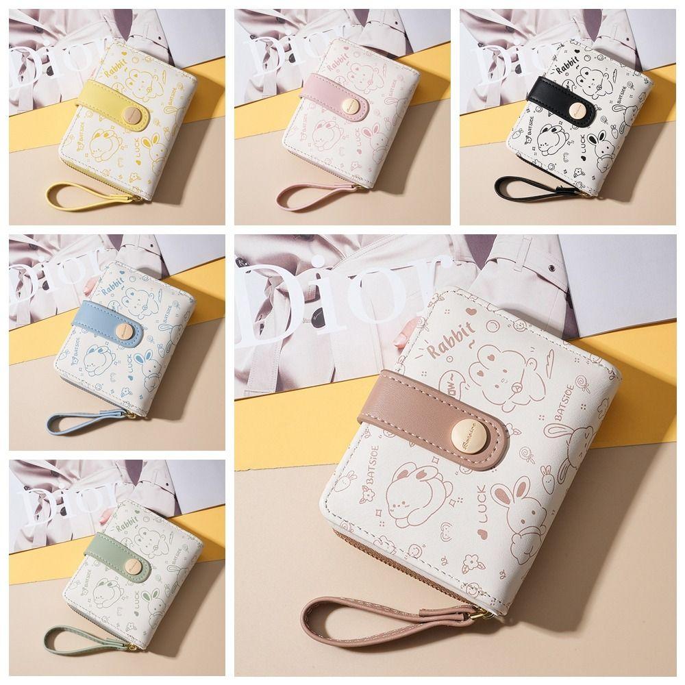 Korean Style Cute Rabbit Wallet Candy Color Small Zipper Wallet Portable Short Coin Purse Student
