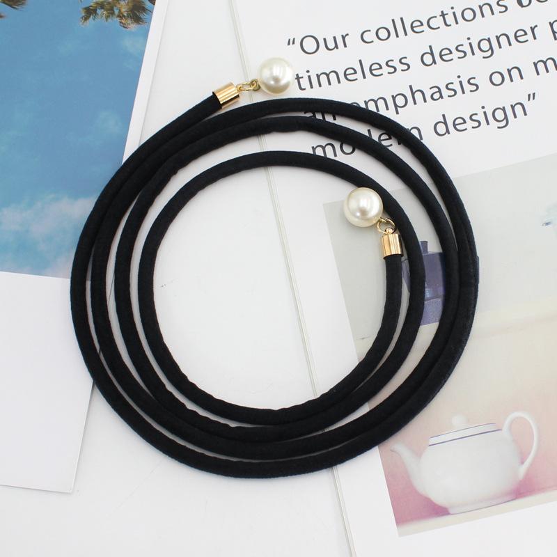 Women'S Pearl Flannel Knotted Thin Belt Dress With Simple Decoration Women'S Pearl Pendant Waist Chain