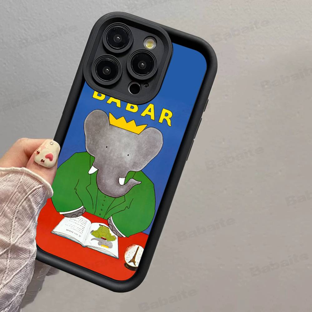 Cartoon Babar The Elephant Phone Case For IPhone 17 16 15 14 13 12 11 Pro Max Plus Silicone Shockproof Case iPhone 16 plus