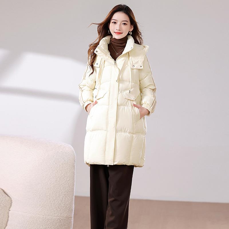 Down and padded jacket women's mid-length model 2025 new winter thickened padded jacket loose cotton jacket