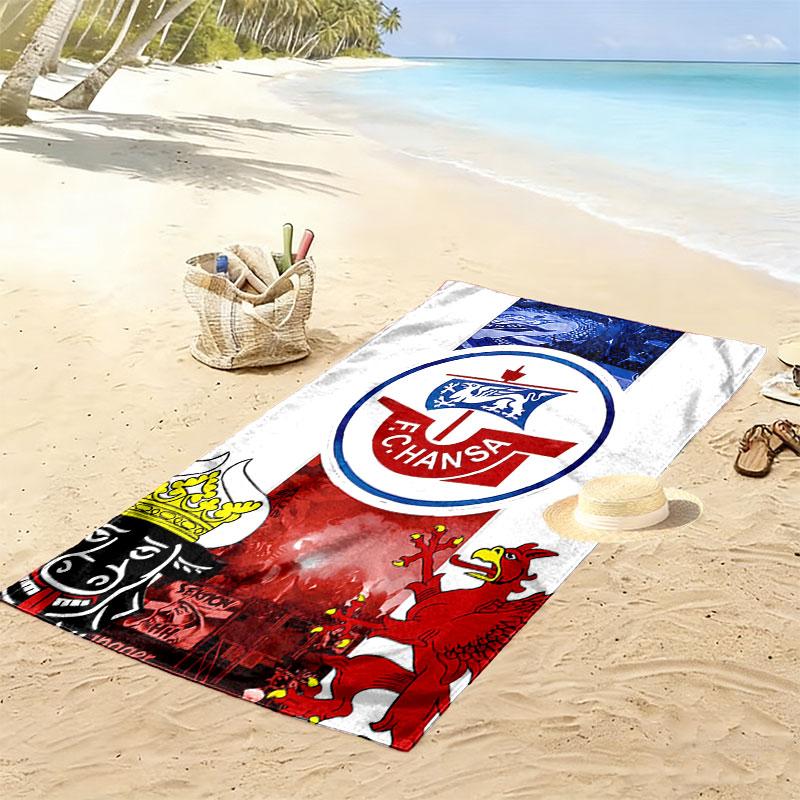 Asciugamano da Spiaggia Stampato FC Hansa Rostock, Asciugamano Grande Morbido Asciugatura Rapida per Spiaggia Campeggio Nuoto