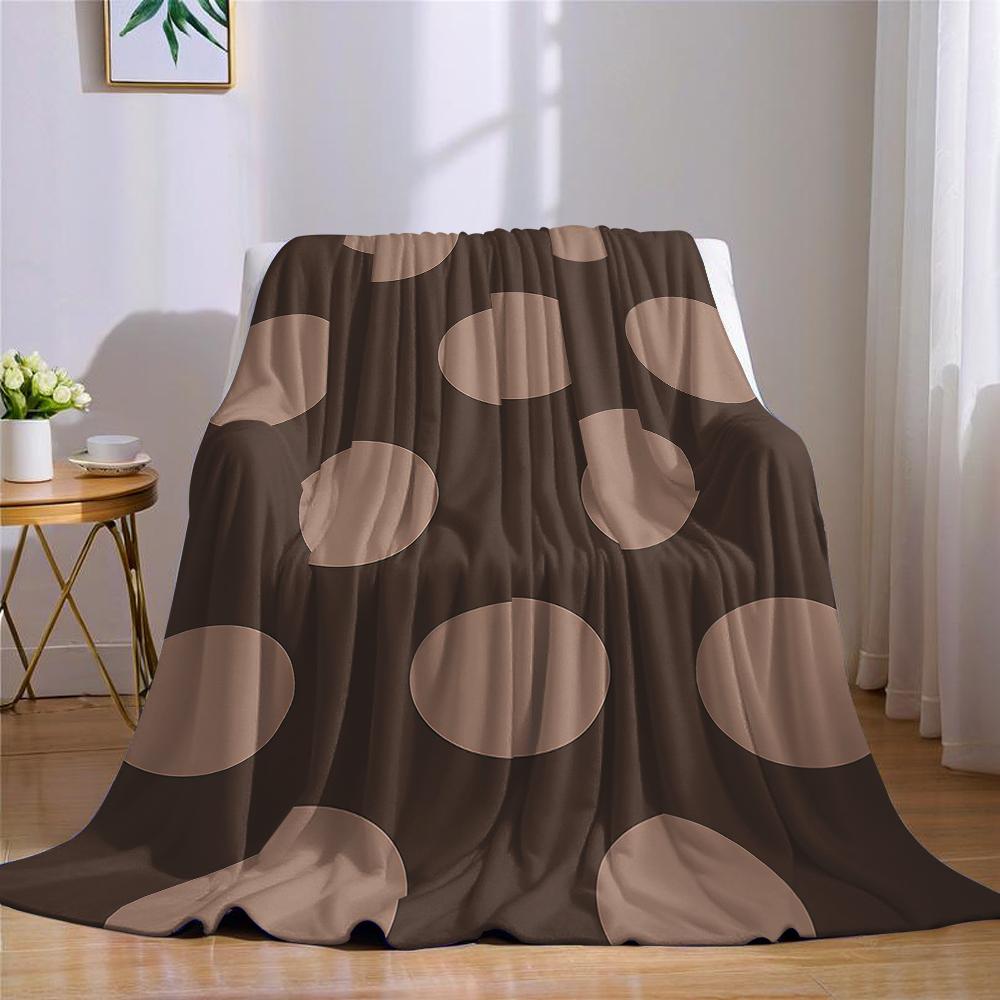 Brown Background With Dots Flannel Blanket Warm Soft Halloween Christmas Couch Warm Cozy Decorative Decor Gift For All Season