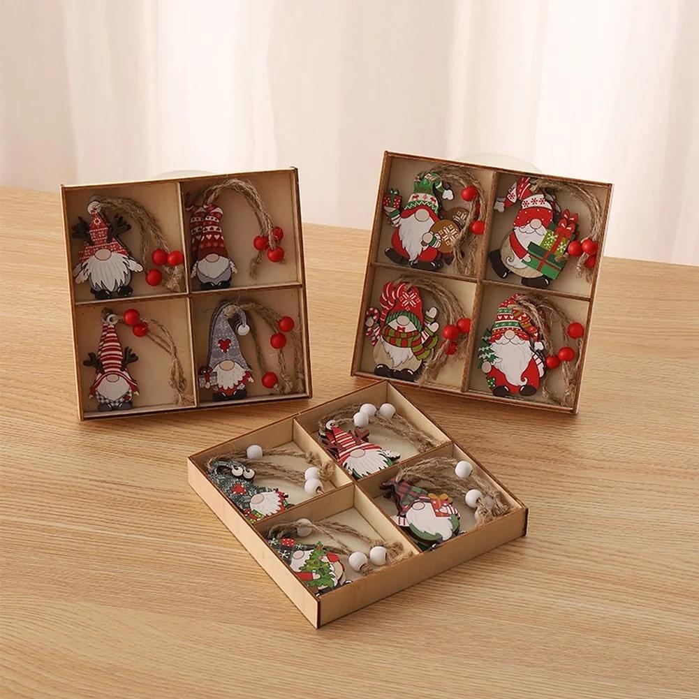 Engraved Holiday Decor Faceless Tree Pendants Christmas Celebration Intricate Engraving Natural Wood Material For Christmas Tree
