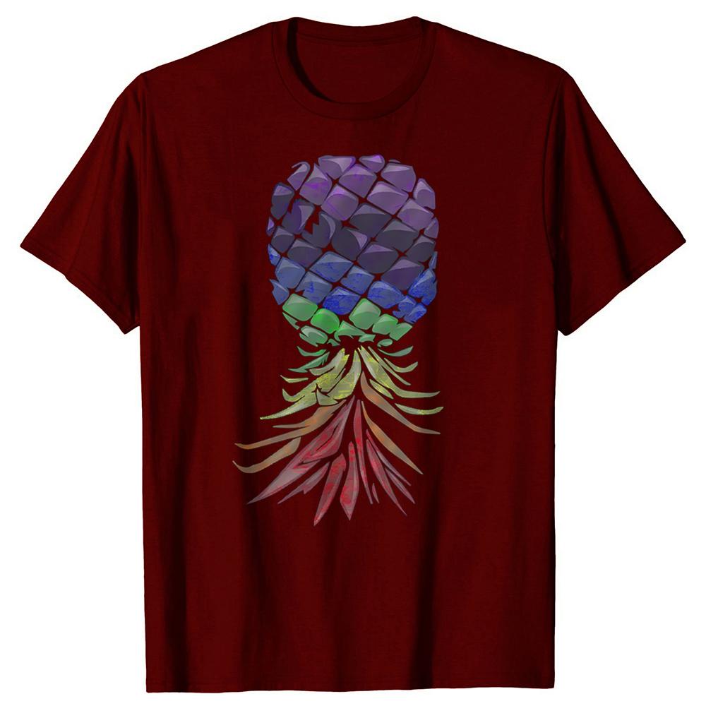 Funny Swinger Rainbow Pineapple Upside Down T-shirts Men Women Fashion Casual Tshirt 100% Cotton Loose Oversized T Shirt Summer