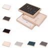 48 Grids Earrings Display Tray Velvet Ring Earring Holder Simple Wood Rings Tray  Home