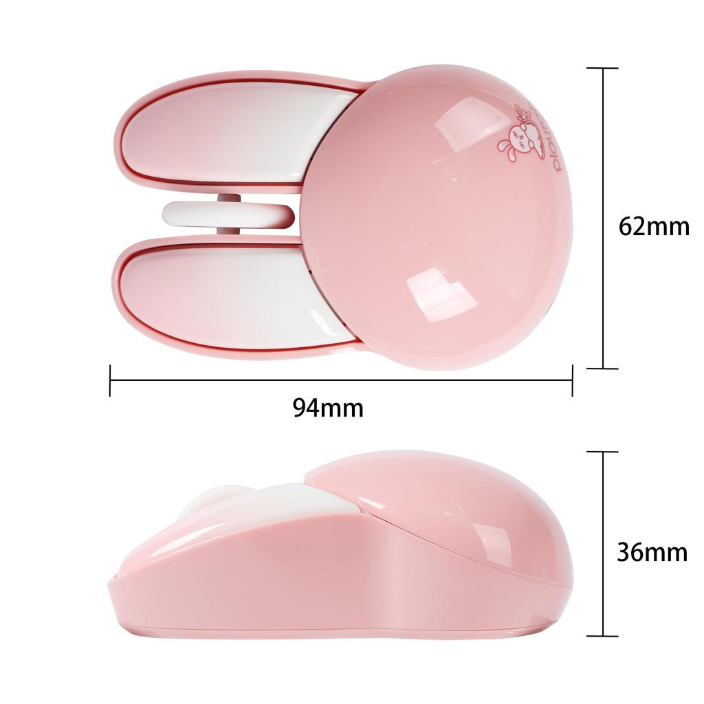 2.4Ghz USB Wireless Mouse with Cute Rabbit Design, Quiet, Wireless, Compact, Optical Gaming Mouse, Energy-Saving, Stylish, Colorful Design for Women