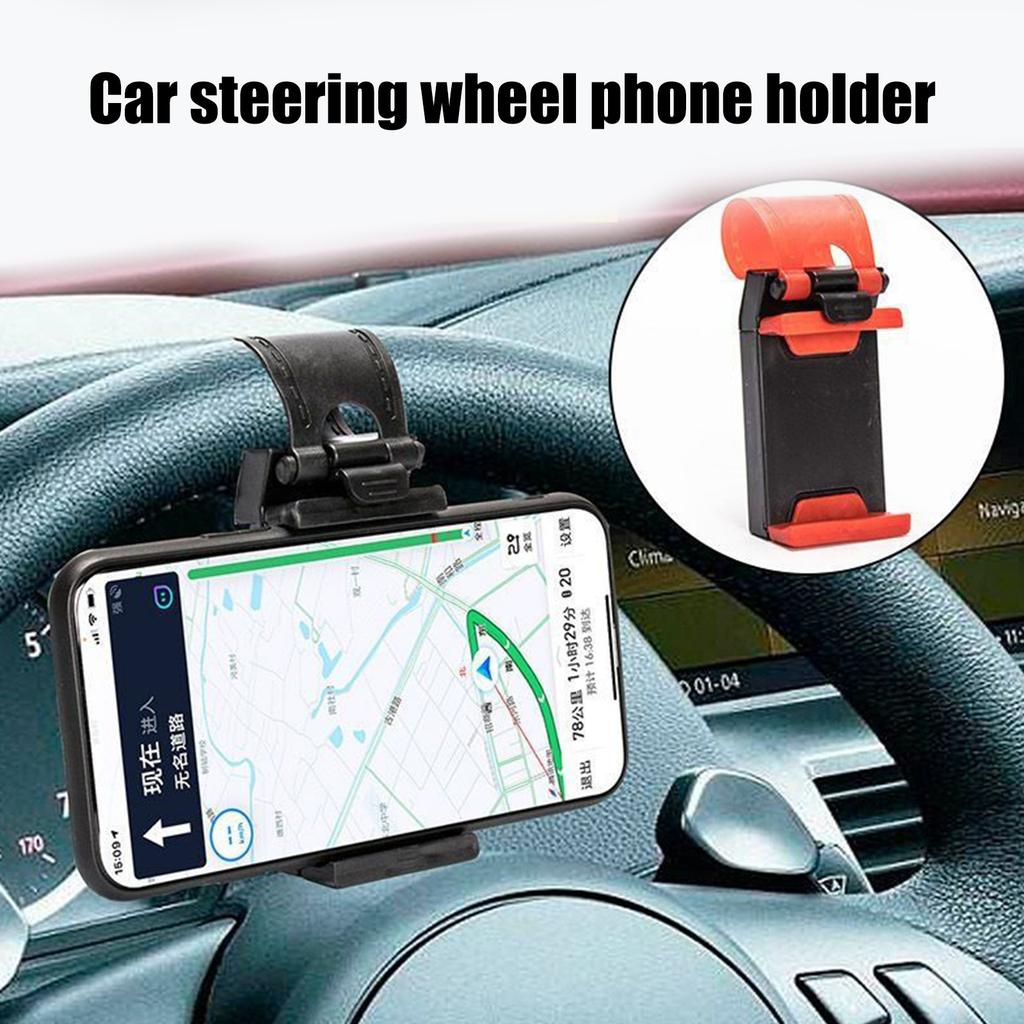 360 Degree Rotatable Car Steering Wheel Mount Steering Wheel Phone Clip for Various Phone Size for Safe Hands Frees Use