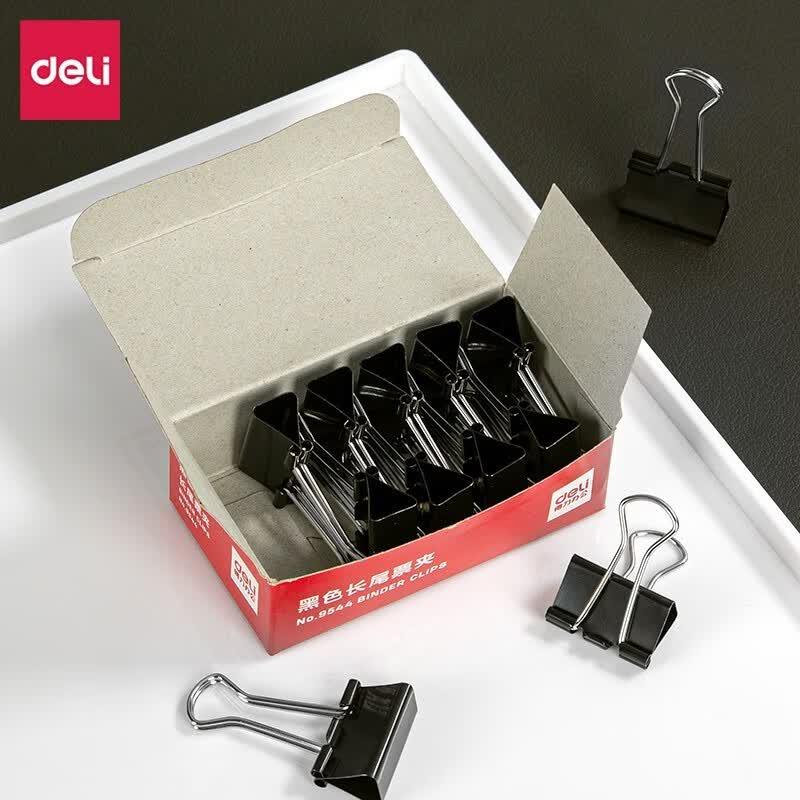 Deli Black Binder Clips, 25mm