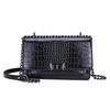 Black Alligator Chain Small Shoulder Bag For Women Flap PU Leather Fashion Small Square Crossbody Bag Multi-layer Design Handbag