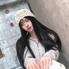 Dámský ručně pletený klobouk ve stylu japonském stylu, tenký dutý vlněný klobouk, retro literární pletený ležérní klobouk