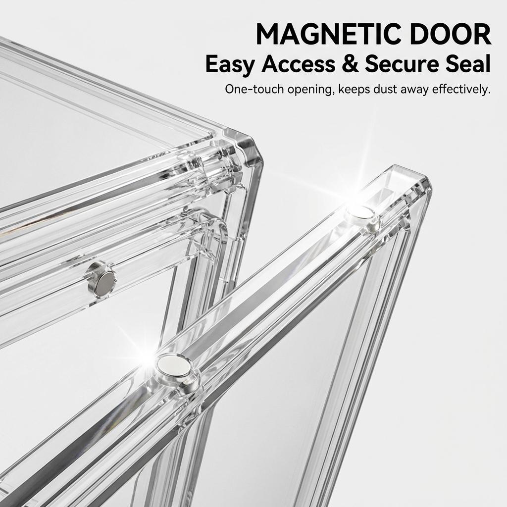 1 Pc clear acrylic figure display case with two removable shelves, waterproof and dustproof storage box for mini figurines