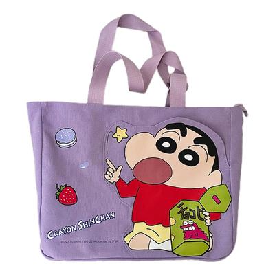 AuduE Purple Crayon Shin-chan Tote Bag, Canvas Tote Bag for Women, Large Capacity Bag, Shoulder Bag, Women's Bag, Handbag, Tote Bag, Tote Bag,