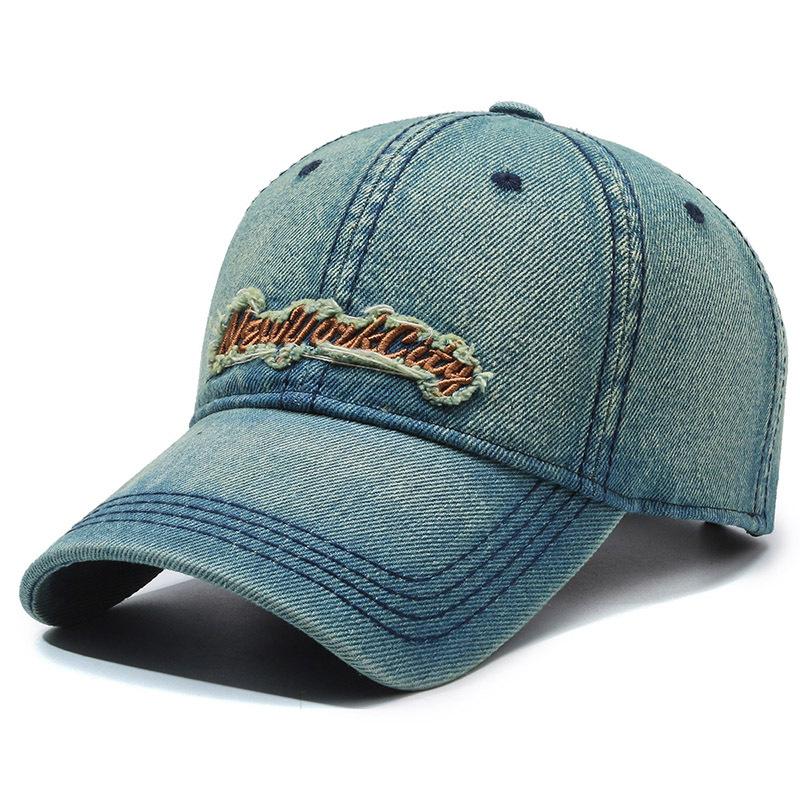 

Мужская джинсовая бейсболка, женская сезонная весна-лето, шляпа от солнца, панама с вышивкой, хвостик, шляпа Snapback, шляпа с козырьком светло-синий/жёлтый
