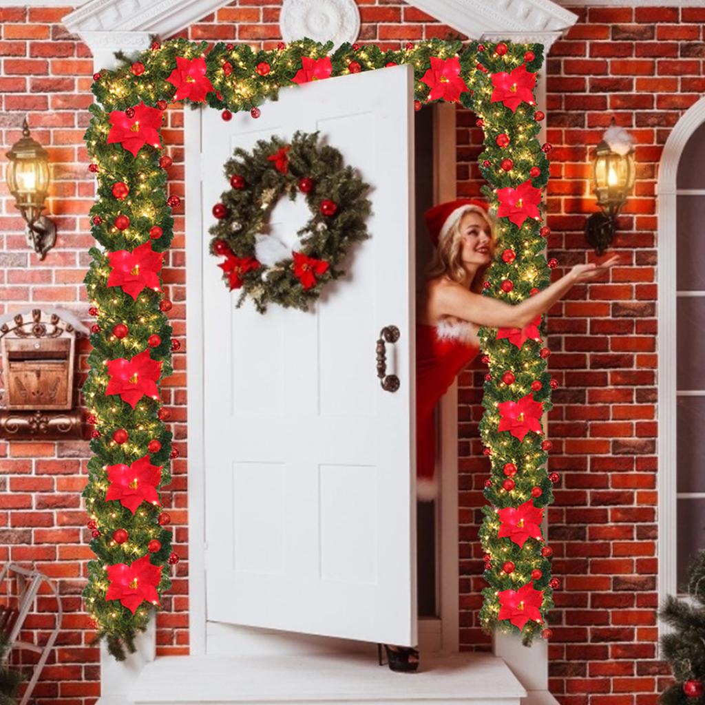 Christmas Wreath Door Decoration Battery Powered Christmas Tree Garland Light For Home Stairs Door New Year Weeding Decoration