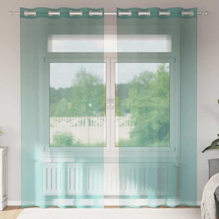 VidaXL Rideaux en voile avec œillets 2 pcs turquoise, rideau en filet, rideau transparent, voile de fenêtre, traitement de 4102146