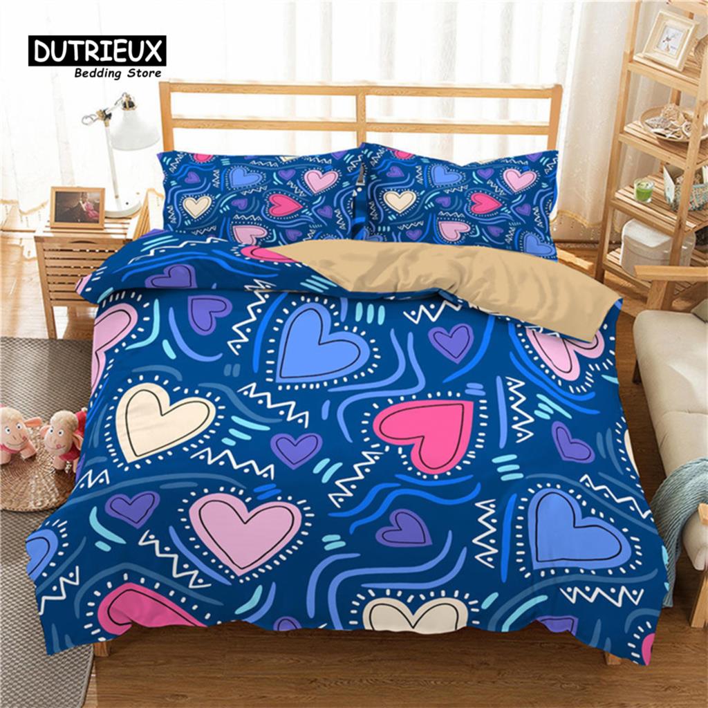 Golden Rose Floral Bedding Set Queen Romantic Style Fairy Girl Heart Duvet Cover Set Valentine'S Day Microfiber Comforter Cover