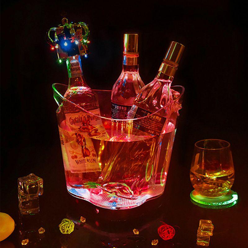 Secchiello Portaghiaccio Con Luce LED RGB 3,5L - Raffreddatore Per Champagne, Vino E Birra Con Luci Colorate Che Cambiano - Per Feste E Bar - 2